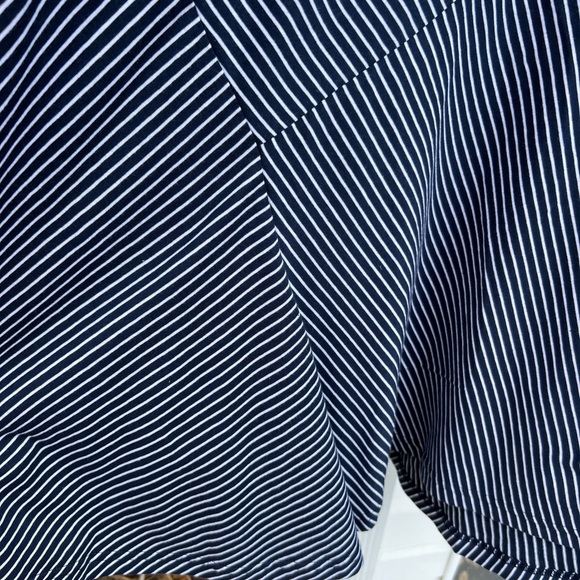 NWT Chaps by Ralph Lauren Pretty Navy White Stripe Flare Hem Tea Length Skirt - Picture 5 of 6